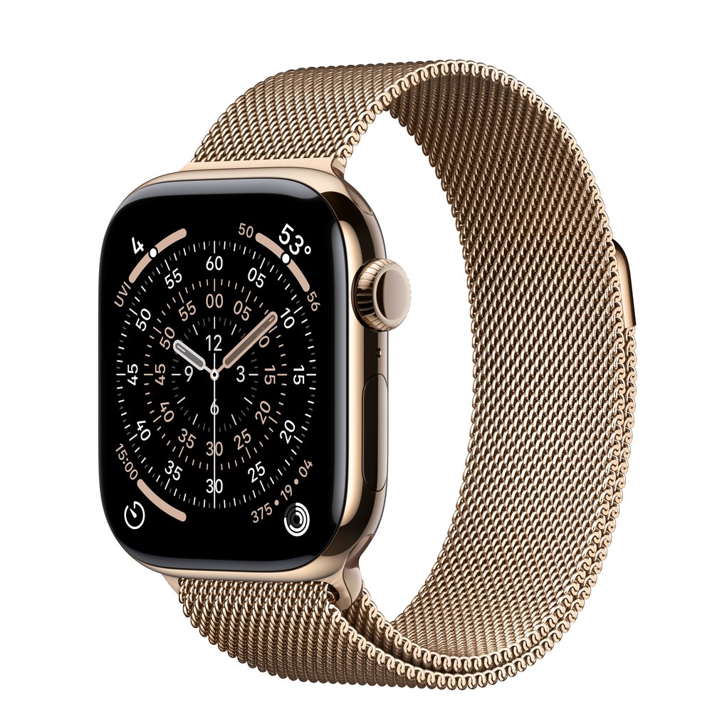 Apple Watch Series 11 GPS + Cellular 42mm Gold Titanium Case With Gold Milanese Loop