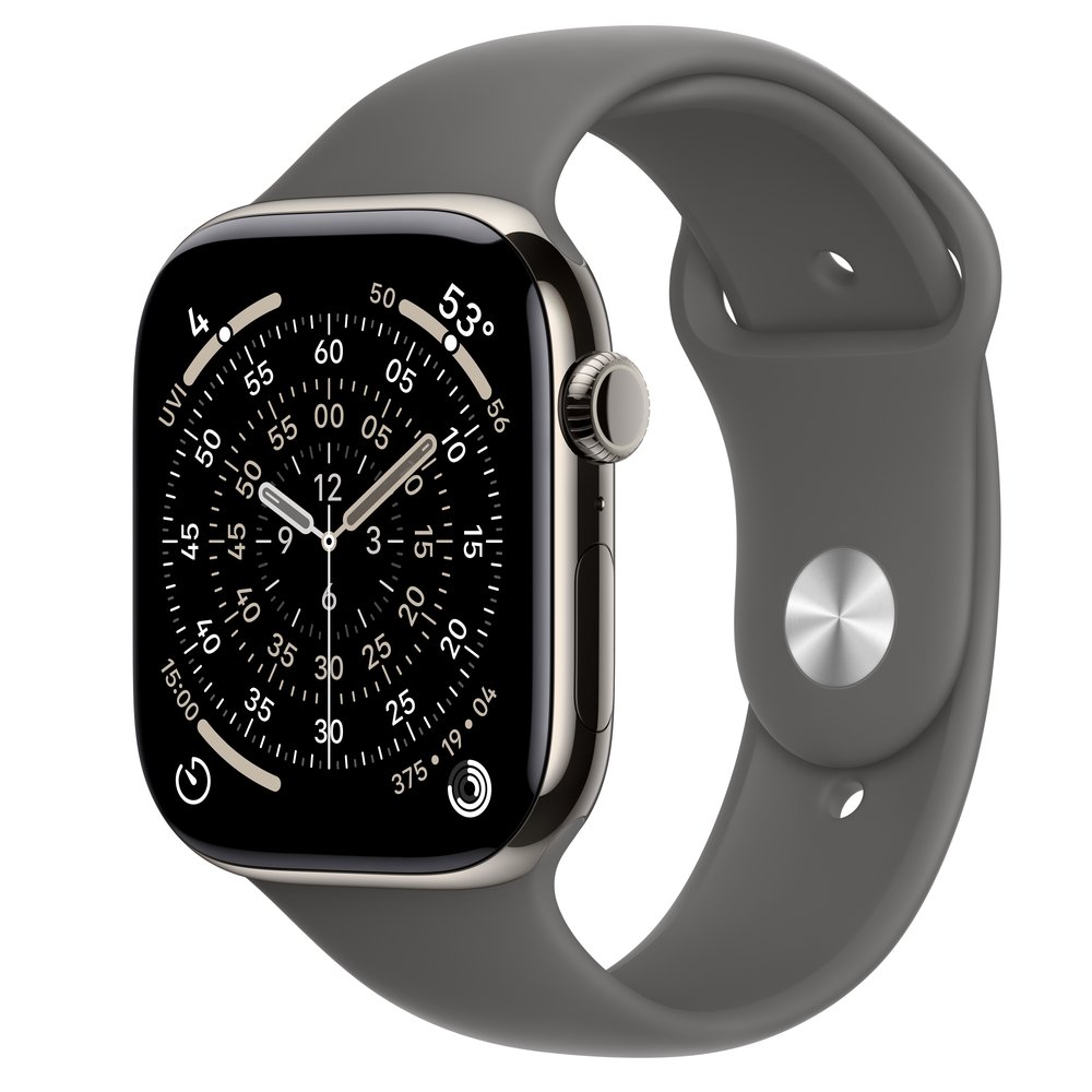 Apple Watch Series 11 GPS + Cellular 46mm Natural Titanium Case With Stone Grey Sport Band - M/L