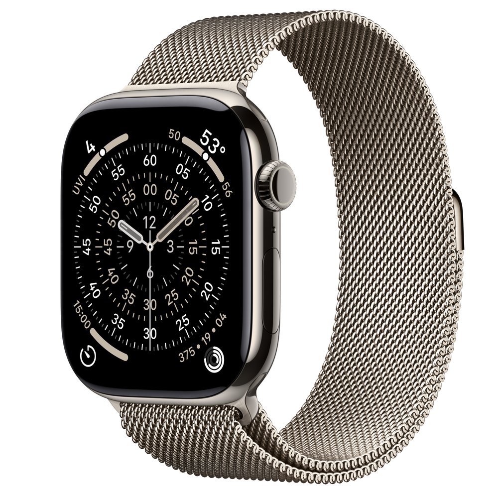Apple Watch Series 11 GPS + Cellular 46mm Natural Titanium Case With Natural Milanese Loop - S/M