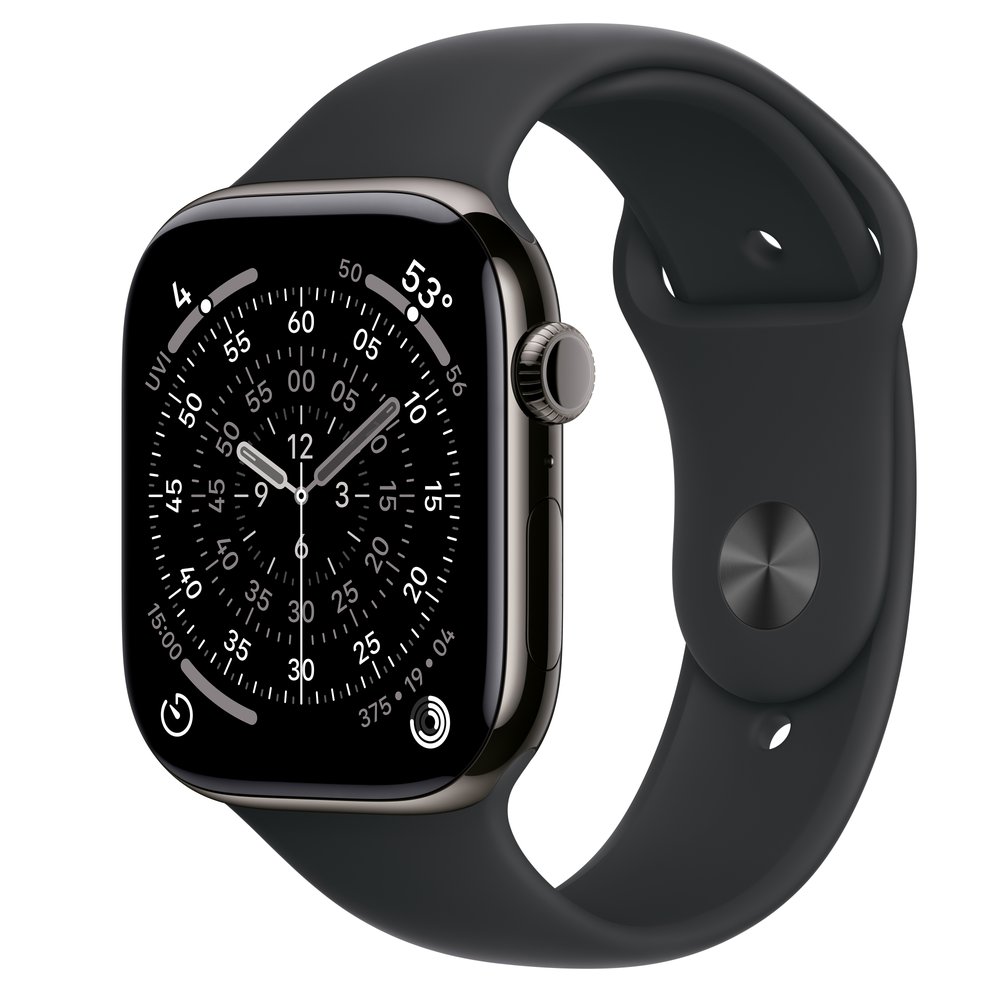 Apple Watch Series 11 GPS + Cellular 46mm Slate Titanium Case With Black Sport Band - S/M