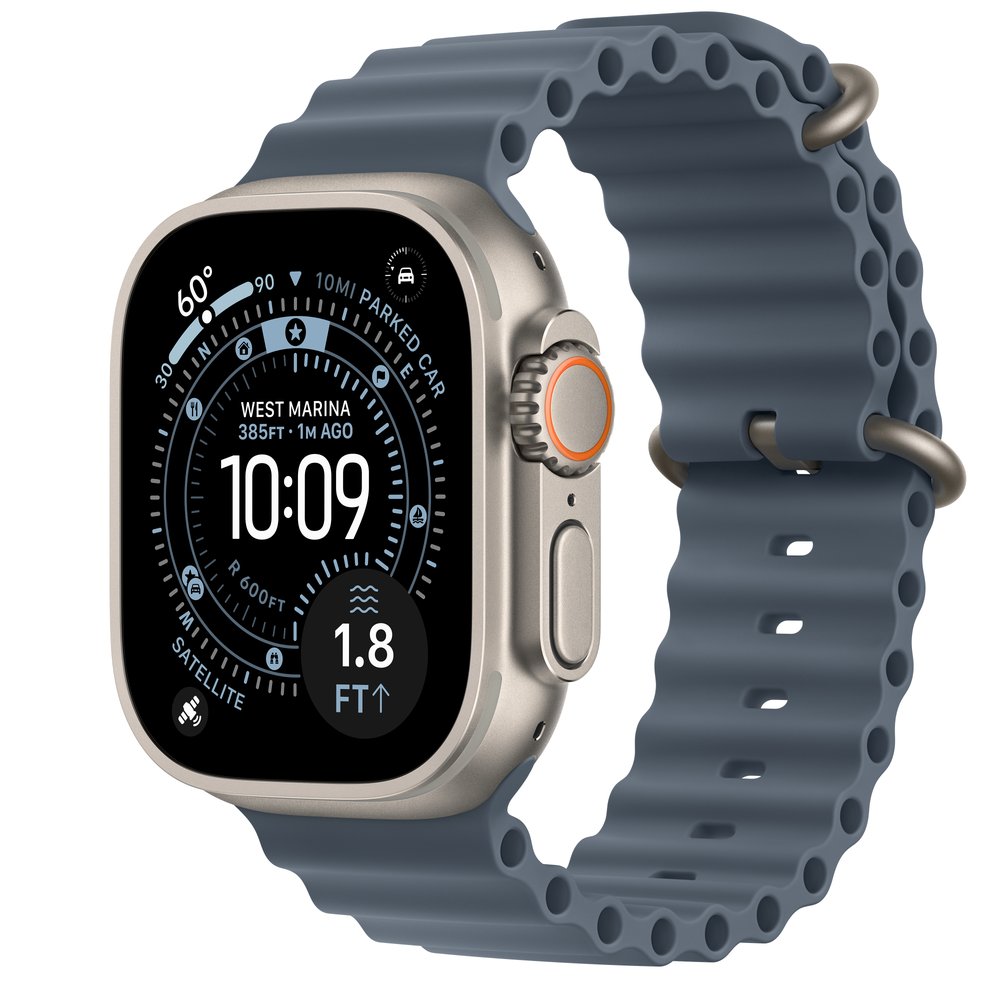 Apple Watch Ultra 3 GPS + Cellular 49mm Natural Titanium Case With Anchor Blue Ocean Band
