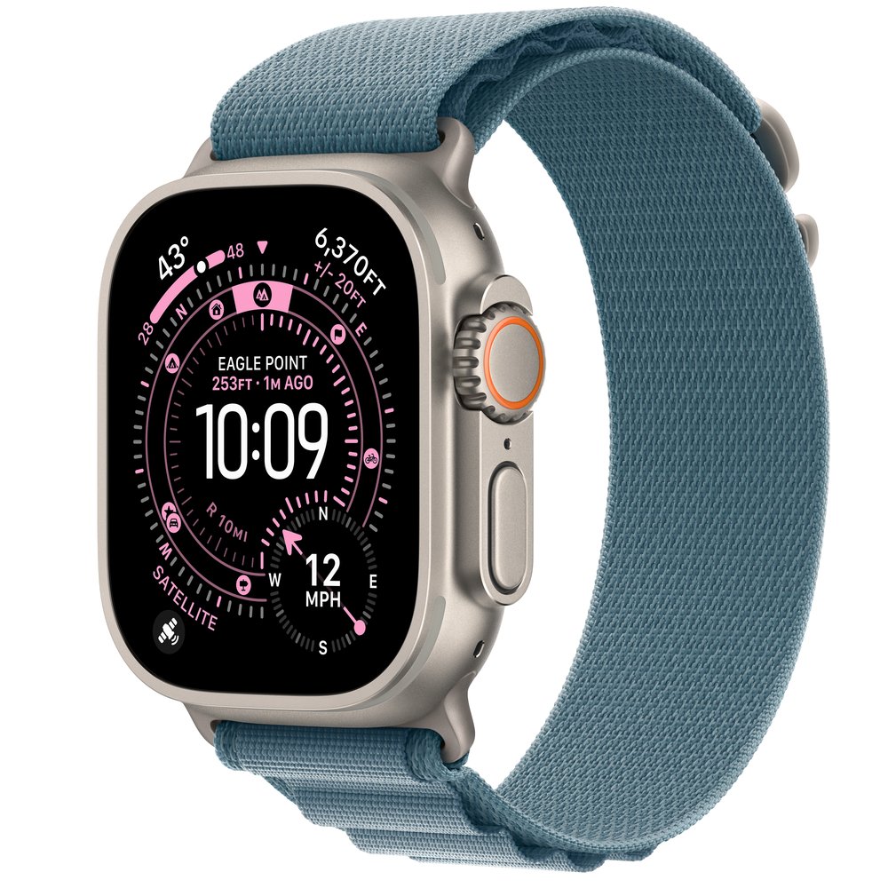 Apple Watch Ultra 3 GPS + Cellular 49mm Natural Titanium Case With Light Blue Alpine Loop - Small