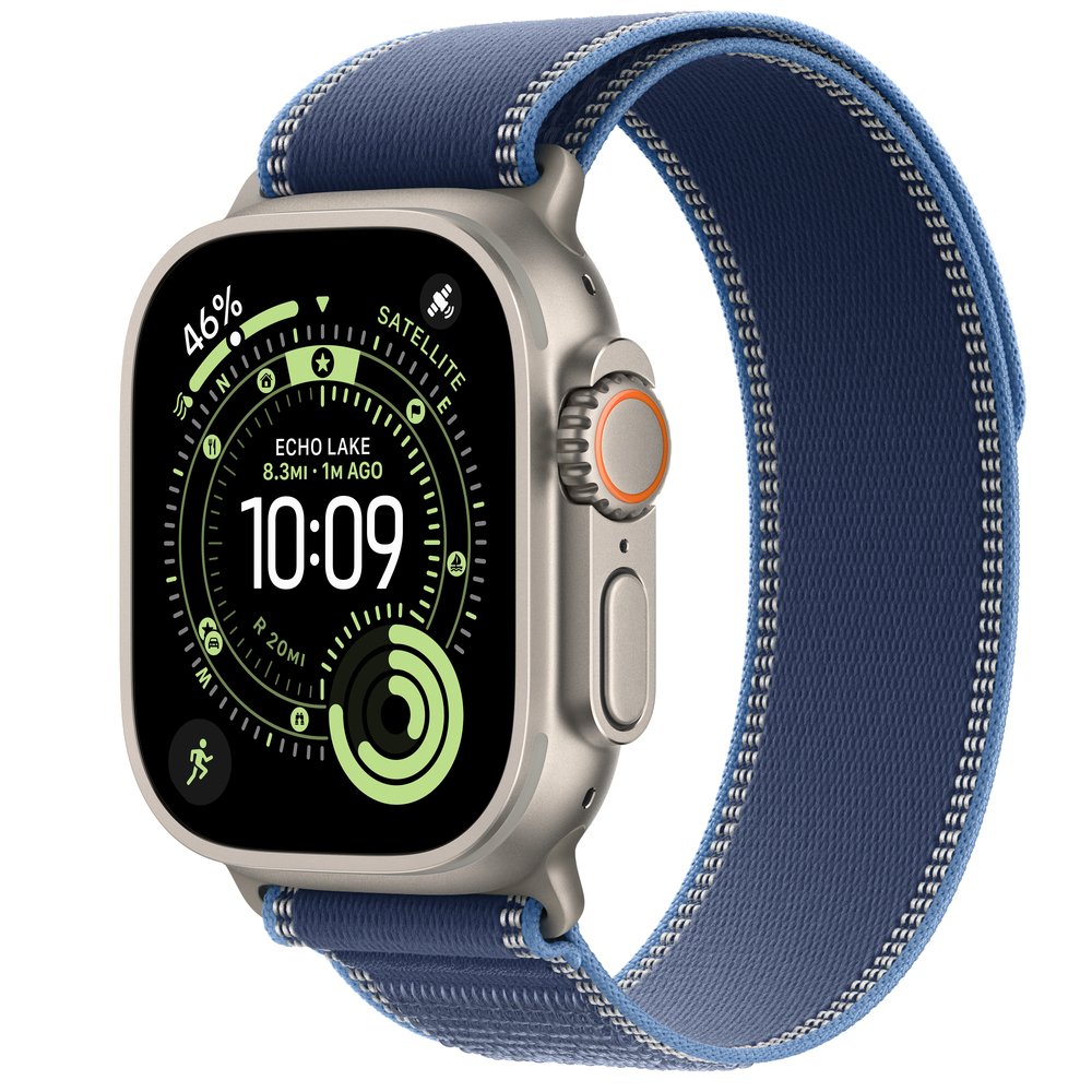Apple Watch Ultra 3 GPS + Cellular 49mm Natural Titanium Case With Blue/Bright Blue Trail Loop - S/M