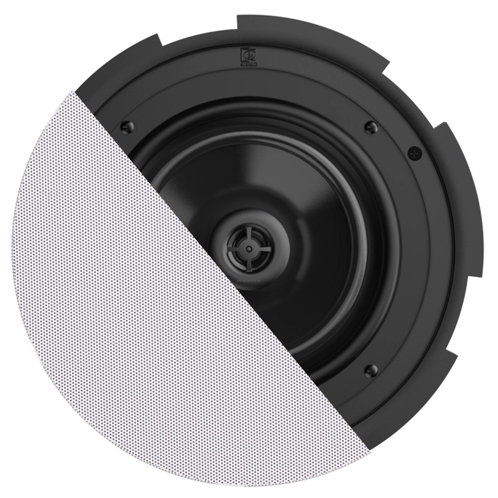 Audac QuickFit™ 2-way 8" ceiling speaker with TwistFix™ grill White version, 8Ω & 24 Watt @ 100V (RAL9016)