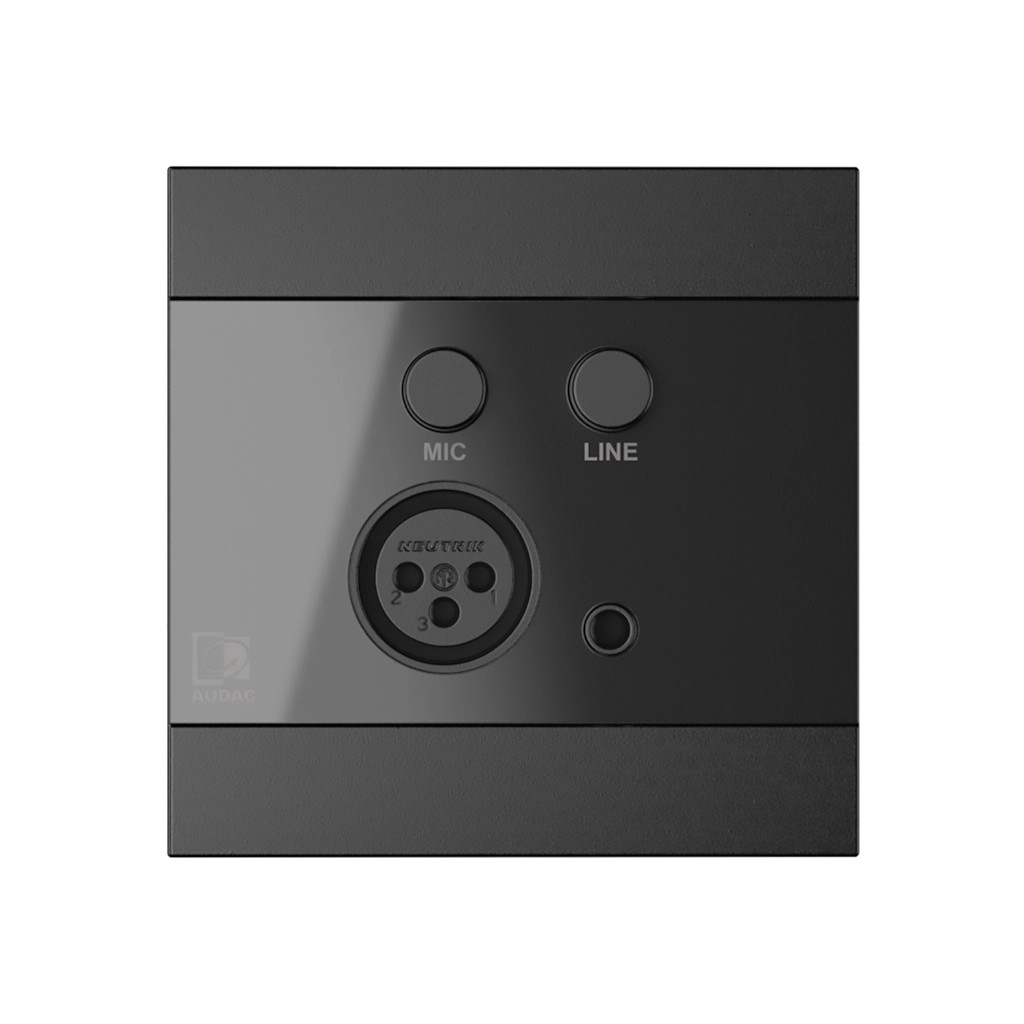 Audac ARES5A wall panel - Microphone & line input - 80 x 80 mm Black version