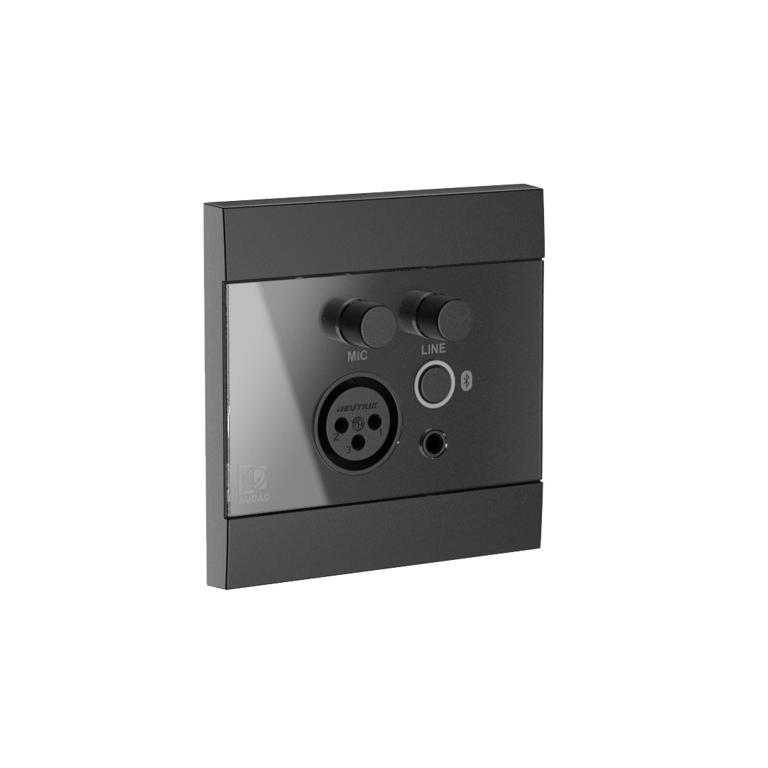 Audac Universal wall panel - Microphone, line & Bluetooth receiver - 80 x 80 mm Black version