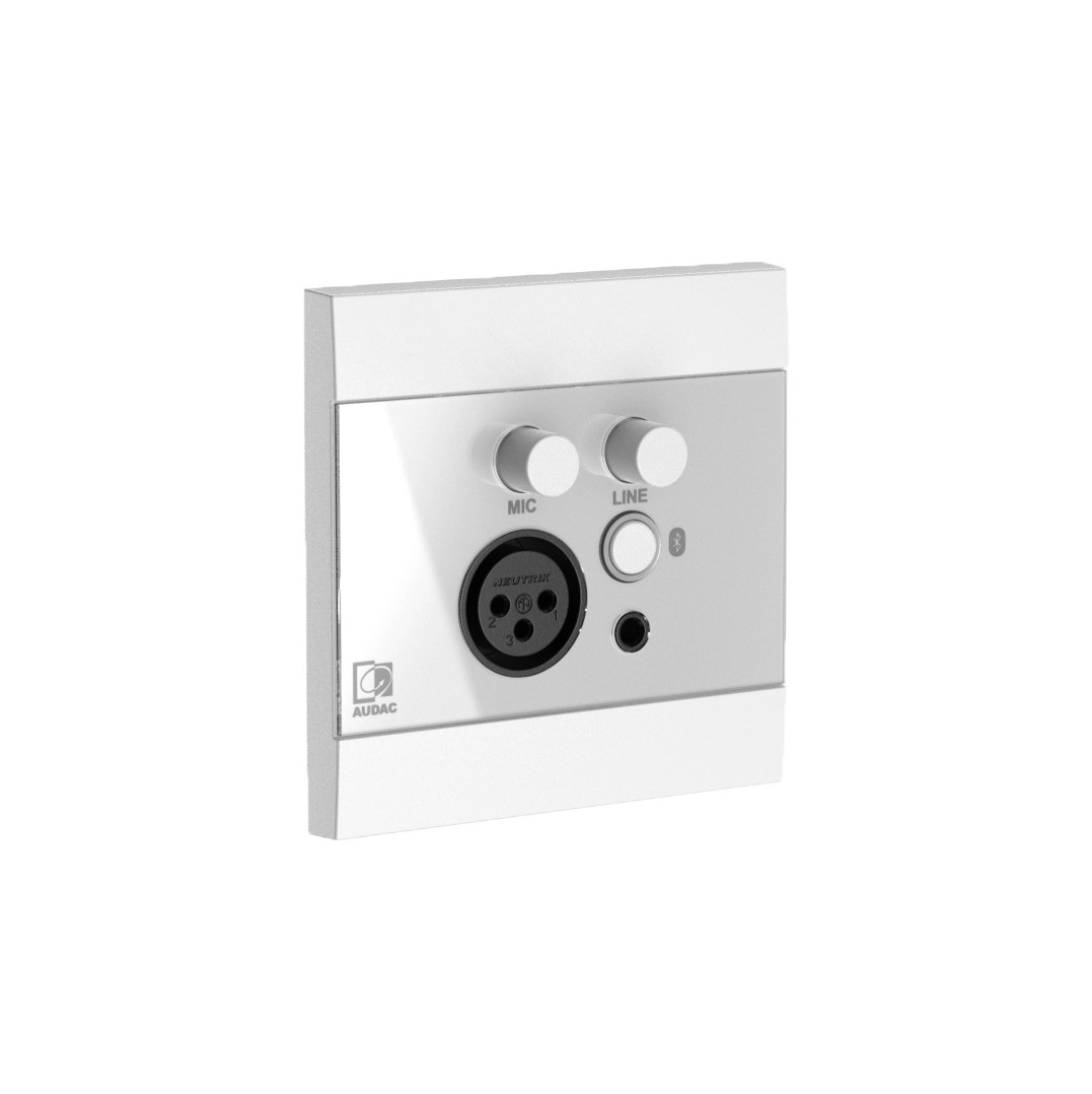 Audac Universal wall panel - Microphone, line & Bluetooth receiver - 80 x 80 mm White version