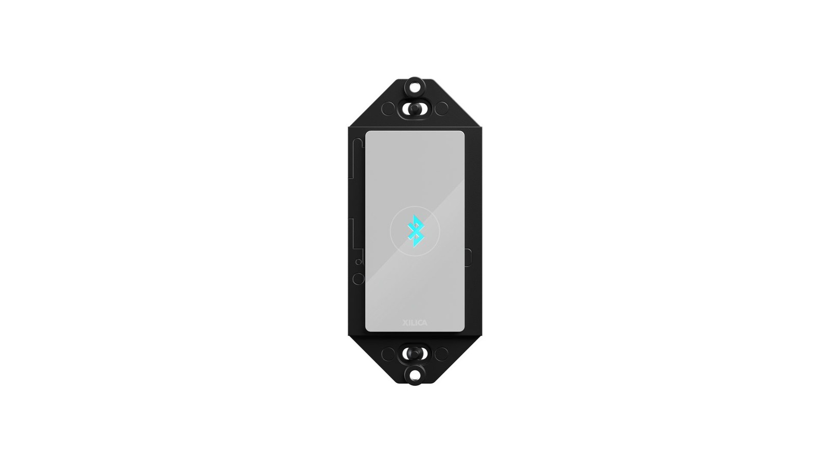Xilica Bluetooth 5.0 to Dante module, PoE-powered with single Cat5/6. Mounts into single-gang Decora cut-out (not included), gloss white.