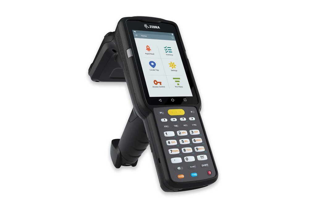Zebra MC3330XR Uhf Rfid Gun; Circular Antenna; 802.11 A/B/G/N/AC; SE4770 2d Imager; 38 Key; Extended Capacity Battery; Gms; 4GB RAM /
