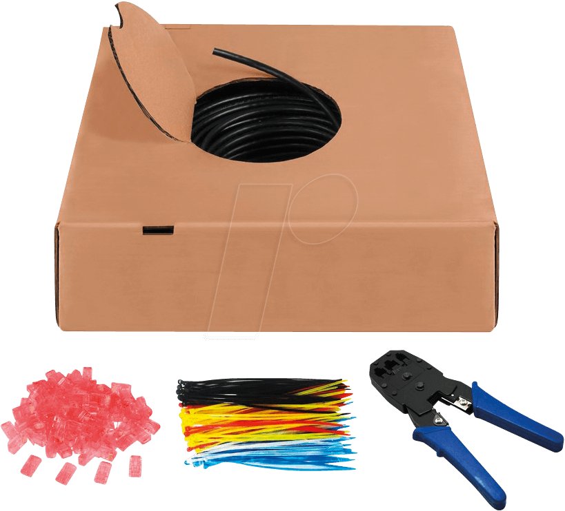 Goobay CAT 6 Outdoor CU Solid PE U/UTP 305m Network Cable Set - Black