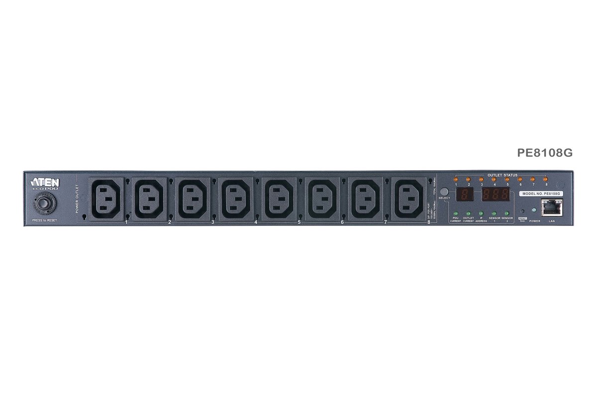 ATEN 15A/10A 8-Outlet 1U Outlet-Metered & Switched eco PDU