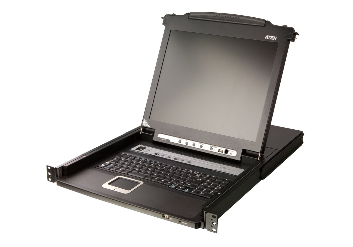 ATEN 16-Port 19'' VGA LCD Integrated USB/PS2 Combo KVM with an Extra Console port and USB peripheral support W/(USKB/SPKB)/W/(US