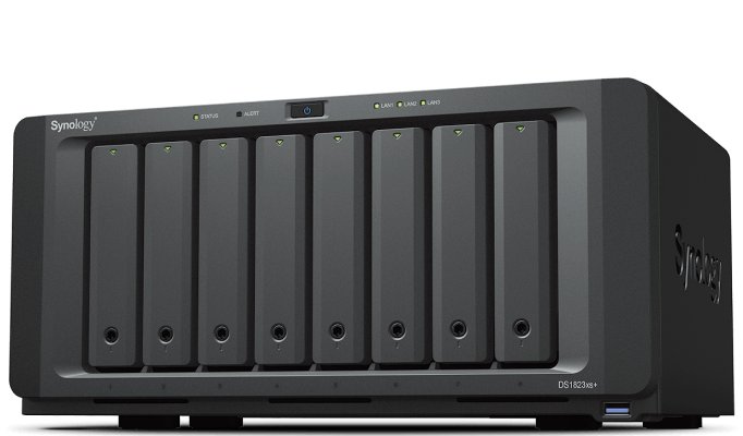 Synology DiskStation 8 Bay NAS (Up to 18 Bay) AMD Ryzen V1780B; 4-core 3.35 (base) / 3.6 (turbo) GHz; 8 GB (8 GB x 1)