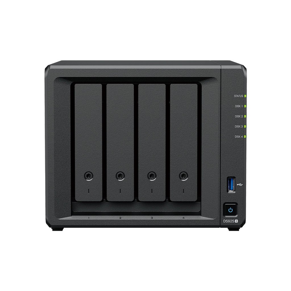 Synology DS925+ 4 Bay NAS (Upgradeable to 9 bay) AMD Ryzen V1500B 4C CPU 4GB DDR4 ECC SODIMM (2 DIMM slots)