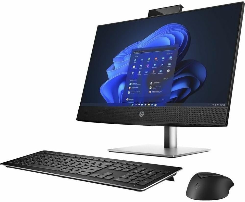 HP ProOne 440 G9 - 23.8" IPS widescreen WLED backlit anti-glare Touchscreen LCD (1920 x 1080) , Intel® Core™ i7-14700T Processor (33M Cache, up to 5.2GHz) , 16GB DDR5-5600 (1x16GB) - 2 SLOTS / MAX 64 GB , 512GB M.2 2280 PCIe NVMe , 9.5mm DVD-Writer , Intel® UHD Graphics 770 , Windows® 11 Pro x64 , Intel® I219-LM Gigabit Network Connection , Side: (1) USB Type-C, (1) USB 3.2 Gen 2, (1) Universal Audio jack - Rear: (2) USB 3.2 Gen 1, (2) USB 3.2 Gen 2, (1) HDMI, (1) Displayport 1.2, (1) RJ-45 , (1) M.2 PCIe 2230 (For WLAN), (2) M.2 PCIe 2280 (For storage) , HP 125 USB Keyboard + HP 125 USB Mouse + Adjustable Height Stand + Integrated 5MP Webcam , 3Yr Onsite