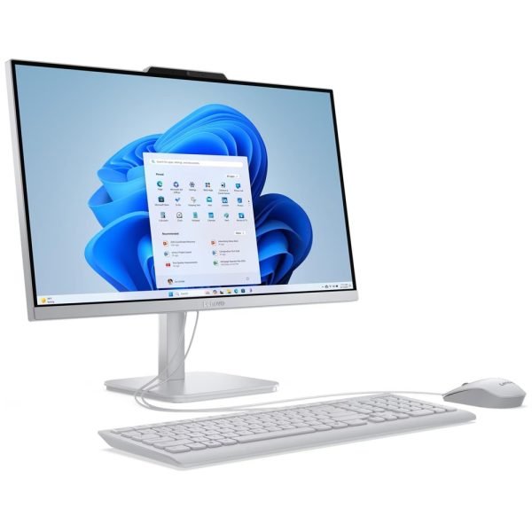 Lenovo A100, Intel® Core i3-N305 (8C / 8T, Max Turbo up to 3.8GHz, 6MB), 1x 8GB SO-DIMM DDR4-3200 (One DDR4 SO-DIMM slot, Up to 16GB DDR4-3200), 512GB SSD M.2 PCIe® NVMe®, 23.8" FHD (1920x1080) IPS Anti-glare 250nits, 99% sRGB, Integrated Intel® UHD Graphics, Windows® 11 Home Single Language, English, Integrated 100/1000M, Wi-Fi® 6, 802.11ax 2x2 + BT5.2, Rear ports: 2x USB-A (Hi-Speed USB / USB 2.0), 2x USB-A (USB 10Gbps / USB 3.2 Gen 2), 1x HDMI®-out 1.4b, 1x Ethernet (RJ-45), 1x headphone / microphone combo jack (3.5mm), Two M.2 slots (one for WLAN, one for SSD), Wireless EOS Keyboard, Cloud Grey, English, Wireless EOS Mouse, Cloud Grey, 1 Year Carry-in Warranty ,