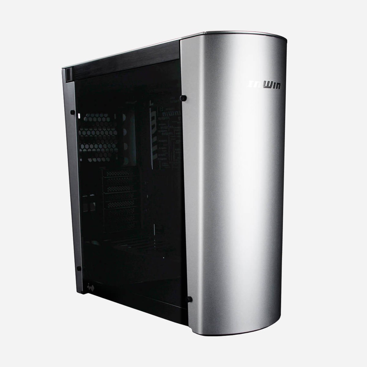 In Win 915 full tower chassis , Silver+black interior - with multifunctional button controls ventilation top cover + LED lighting effects , automatic top cover for ventilation , Illuminated RGB LED Control with 13 lighting effect , dual 3mm tempered glass side panels with silkscreened design , no psu , dedicated bottom chambers design for heat separation with adjustable HDD/PSU divider , support upto 410mm long card , brushed-hairline aluminium ; 1x usb3.1 type C + 2x front usb3.0 + audio in/out - support upto 13x2.5" or 4x3.5"+9x2.5" drives - upto 9 fan with magnetic aluminium dust filter , support upto 360mm radiators , support upto 4x radiators ( 120+240+280+360mm ) - support upto E-ATX - upto 8x expansion cards