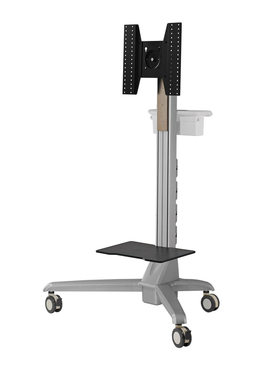 Aavara CT440 TV cart - 4 wheels with lock , support up to 52"/35Kg TV with 30 tilt + 360 rotation , 500mm height adjustable , with modularized PC holder/ storage space and device supporter , ExperTorque technology + smart cable management , VESA mounting : 100x100mm upto 400x400mm