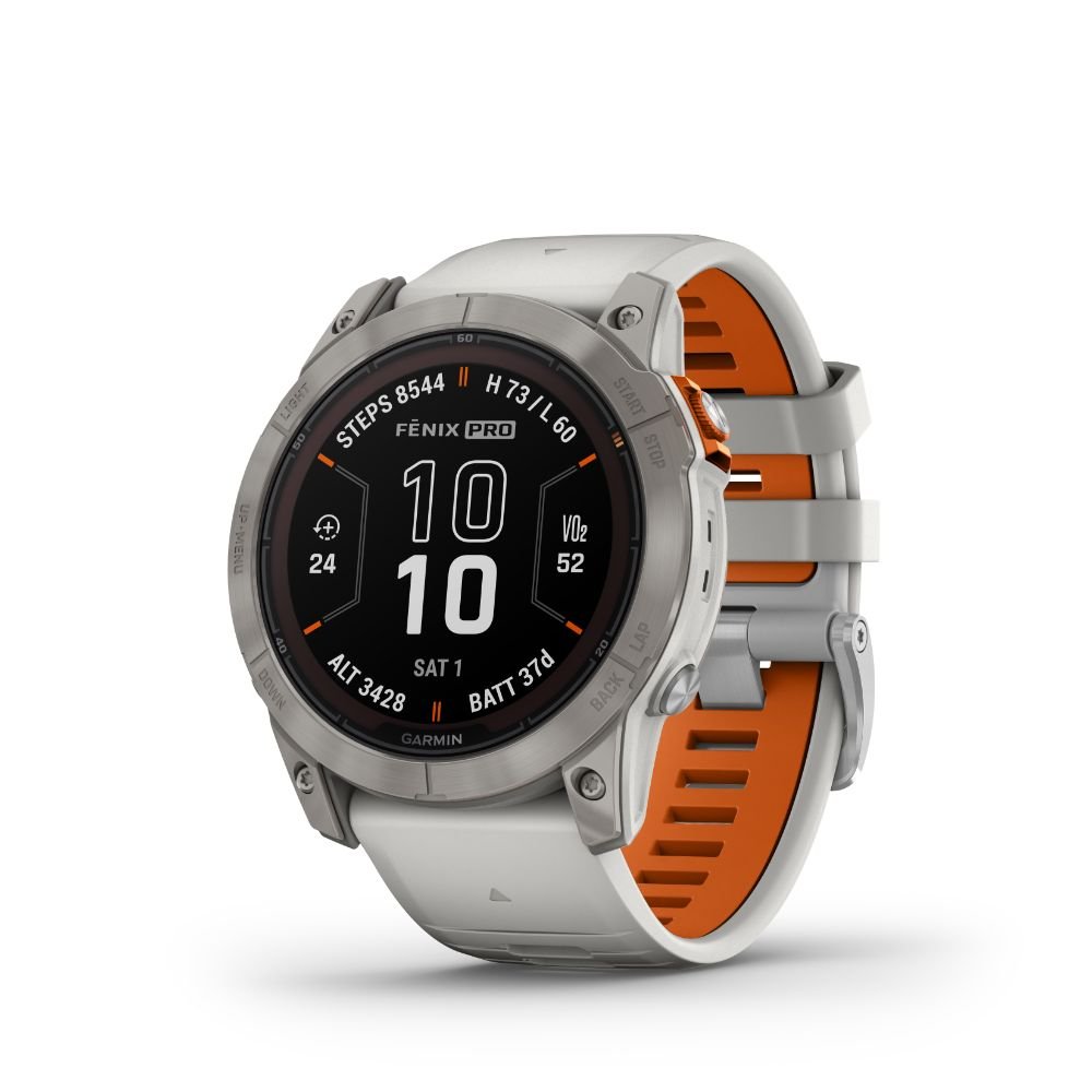 Garmin fenix 7X Pro Power Sapphirel Ti w/Gray/Orange Band