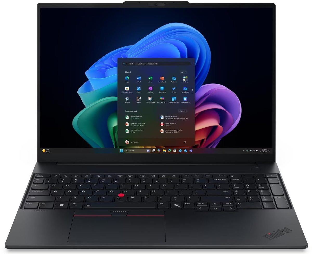 LENOVO ThinkPad E16 Gen 4 (Intel) , 16" WUXGA (1920x1200) IPS 400nits Anti-glare, 45% NTSC, 60Hz , Intel Core™ Ultra 7 355, 8C (4P + 4LPE) / 8T, Max Turbo up to 4.7GHz, 12MB Intel® Smart Cache , Copilot+ PC, Up to 49 TOPS , 1x 16GB SODIMM DDR5-5600 (two DDR