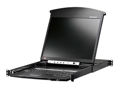 ATEN 8-port 17'' Dual Rail LCD IP Cat5 KVM - D.Rail LCD KVM IP SW. W/(USKB/SPKB)/W/(US/EU) CORD