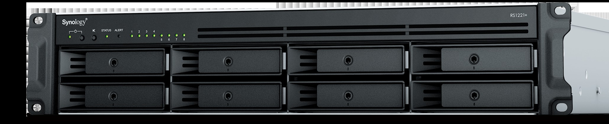 Synology RackStation 8-bay (up to 12-bay); AMD Ryzen V1500B 2.4Ghz; 4GB RAM (Up to 32GB); 4 x GbE LAN; 2x USB3.2; 1x eSATA;