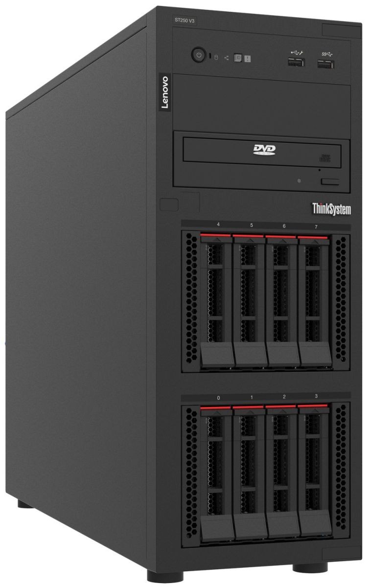 Lenovo DCG ST250 V3 - 1x Intel Xeon E-2434 4C 55W 3.4Ghz;1x 16GB DDR5 4800Mhz (1Rx8) ECC UDIMM;1x 4TB 3.5'' 7.2k SATA HDD;1x 480GB 3.5'' SA