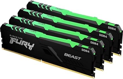 Kingston hyper-x RGB Fury HX430C15FB3AK4/32 / RGB Fury beast KF430C15BBAK4/32 , DDR4-3000 ( pc4-24000) , with asymmetrical heatsink , CL15 , 8Gb x 4 kit - support Intel XMP ( eXtreme Memory Profiles ) , 1.35 - 288pin - lifetime warranty