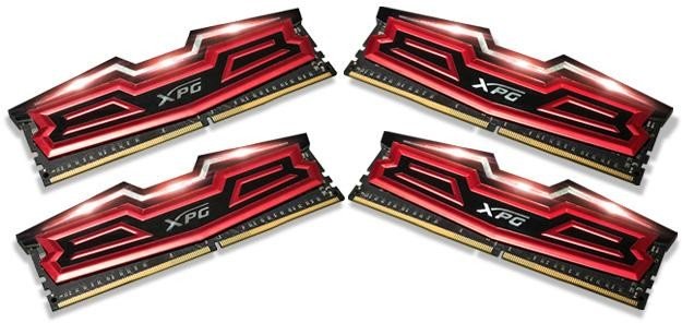 Adata AX4U3000W8G16-QRD xpg Dazzle with red led , black + red heatsink with 2oz Copper 10-layer PCB , 8Gb x 4 kit - support Intel + AMD XMP ( eXtreme Memory Profiles ) , Ddr4-3000 ( pc4-24000) , CL16 , 1.35v - 288pin - lifetime warranty