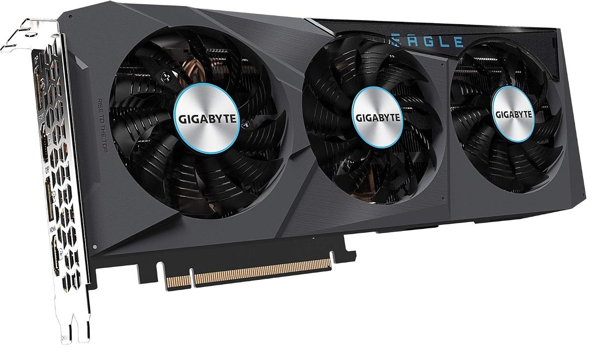 Gigabyte GV-N3070EAGLE oC-8GD - rtx3070 Eagle - with Fusion2.0 RGB Lighting , Windforce 3X , 2 slots required , 3x 80mm unique blade stack fans with alternate spinning for max-covered cooling , back-sided heatsink + 4x 10mm copper heatpipes with DTH (Direct Touch Heatpipes) , 8nm , Pci-E 4.0 16x , 8Gb 256bit DDR6 (448Gb/sec memory transfer ) , RoPs : 96 , 5888 cuda cores , Tensor / RT cores : 184/46 with 5.75mb L1 + 4mb L2 cache , 165 GPexels/Sec , 317 GTexels/Sec , 20310 GFLoPS , 184x TMUs , core clock : 1725/1770mhz ; memory : 14000mhz , 2x DP+ 2x HDMi - require 8pin+6pin power connector