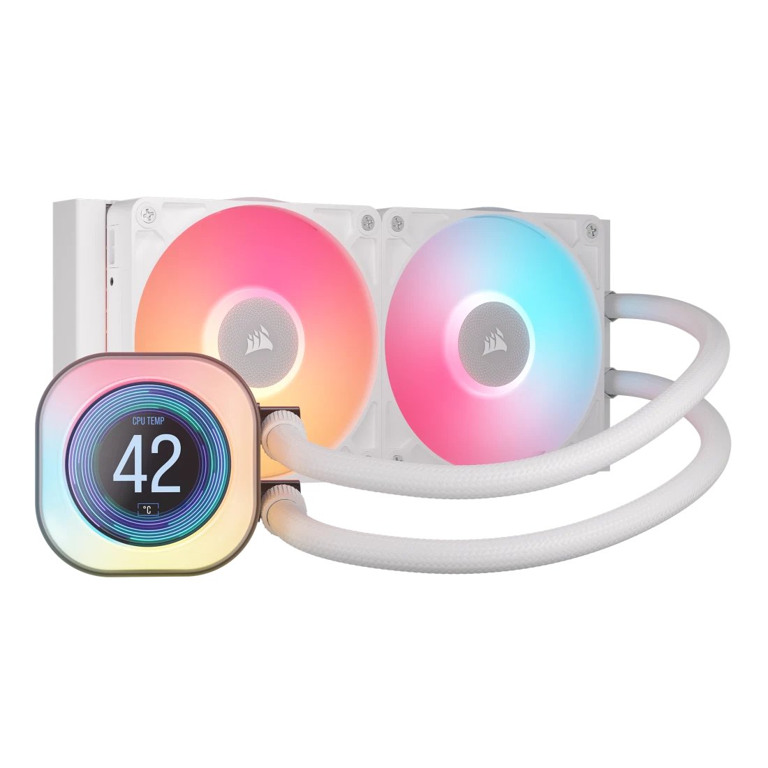 Corsair iCUE LINK TITAN 240 RX LCD Liquid CPU Cooler - White – RX120 RGB Fans – Fits Intel® LGA 1851/1700; AMD® AM5/AM4.