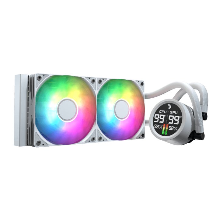 Aerocool Aerocol Abyss L240 White with digital display - 240mm ARGB Liquid Cooler - Intel LGA1851/LGA1700 - AMD AM4/AM5. .