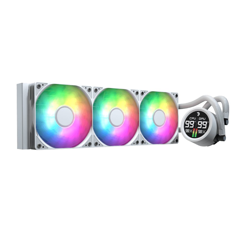 Aerocool Aerocol Abyss L360 White with digital display - 360mm ARGB Liquid Cooler - Intel LGA1851/LGA1700 - AMD AM4/AM5.