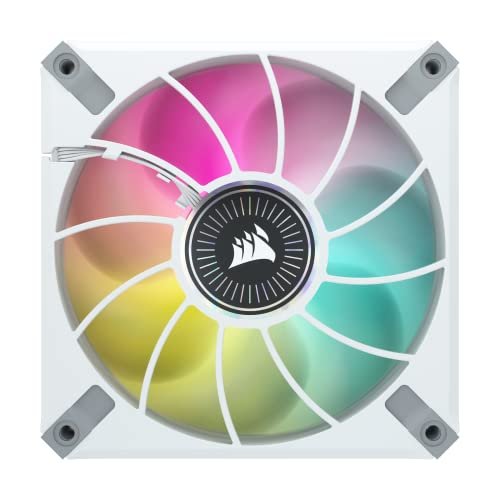 Corsair Co-9050116-WW ML120 Elite RGB White - with 8x RGB LEDs , 120x120x25mm , Premium Magnetic Levitation bearing , 7 blades PWM fans with airGuide , 450-2000rpm , 10-30dBA , 15-58CFM , 0.3-2.9mm/H2o static pressure