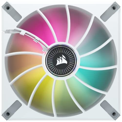 Corsair Co-9050118-WW ML140 Elite RGB White - with 8x RGB LEDs , 140x140x25mm , Premium Magnetic Levitation bearing , 7 blades PWM fans with airGuide , 400-1600rpm , 10-32dBA , 15-83CFM , 0.3-2mm/H2o static pressure