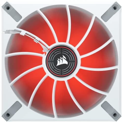 Corsair Co-9050129-WW ML140 Elite White with 8x Red LEDs , 140x140x25mm , Premium Magnetic Levitation bearing , 7 blades PWM fans with airGuide , 400-1600rpm , 10-32dBA , 15-83CFM , 0.3-2mm/H2o static pressure