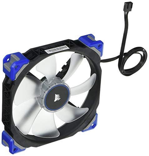 Corsair Co-9050048-WW ML140 Pro + 12x bLue led - black+bLue corner highlight , replaceable corners mounted to anti-vibration rubber dampers , 140x140x25mm , Premium Magnetic Levitation bearing , 7 blades , 400-2000rpm , 16-37dBA , 20-79CFM , 0.2-3 mm/H2o static pressure