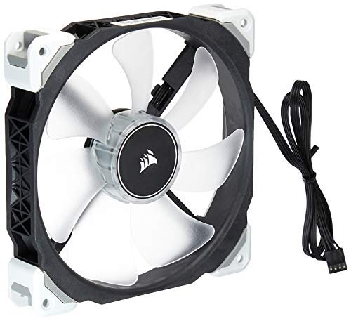 Corsair Co-9050046-WW ML140 Pro + 12x White led - black+white corner highlight , replaceable corners mounted to anti-vibration rubber dampers , 140x140x25mm , Premium Magnetic Levitation bearing , 7 blades , 400-2000rpm , 16-37dBA , 20-79CFM , 0.2-3 mm/H2o static pressure