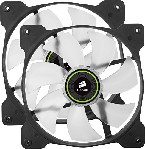 Corsair Co-9050037-WW SP140 Led - Green - x2 ( twin pack ) ; 140x140x25mm , sleeve bearing , 7 blades , 1440rpm , 29.3dBA , 49.49CFM , 1.17 mm/H2o static pressure