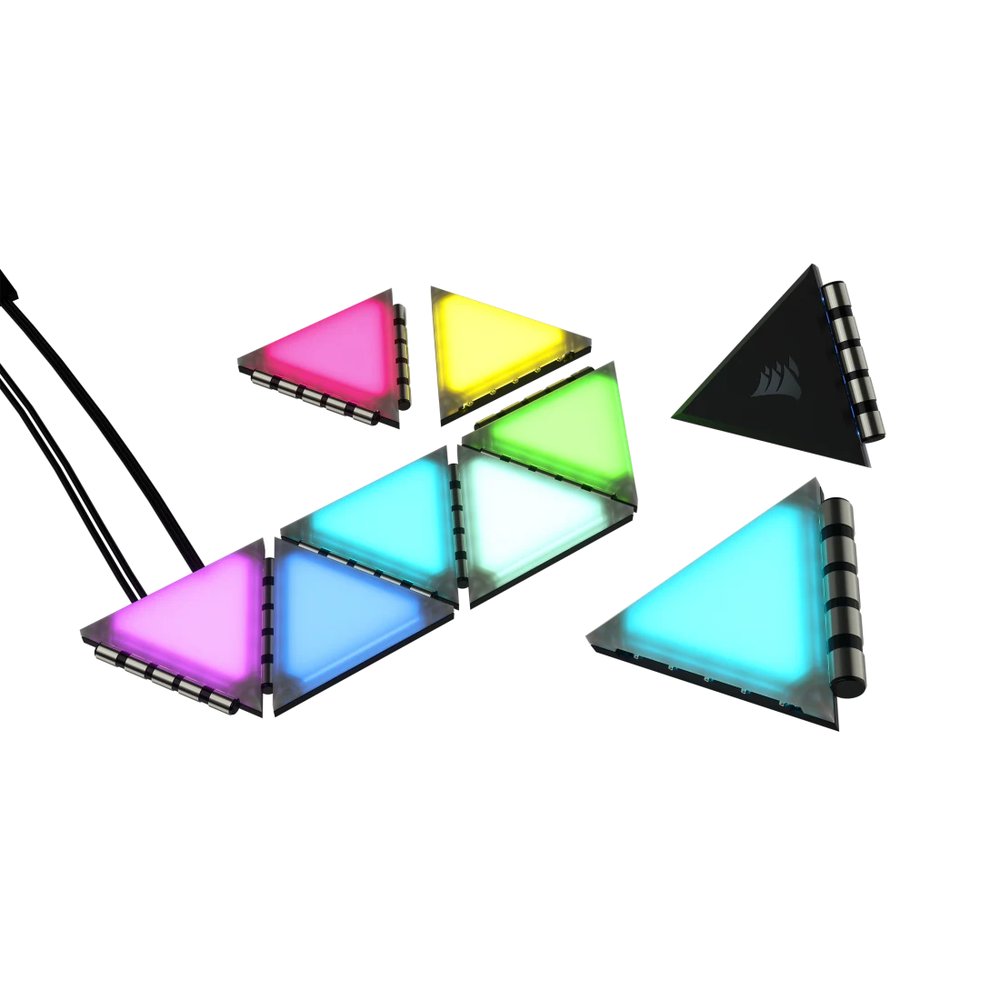 Corsair CL-9011114 LC100 Starter Kit - Lighting Node PRO RGB lighting controller + 9x interconnected mini triangle lighting panels ( 9 LEDs per panel ) upto 18 , magnetic attachment , 8x included low-profile connectors + 2x corner hinges - compatiable with COMMANDER CORE XT / Commander PRO