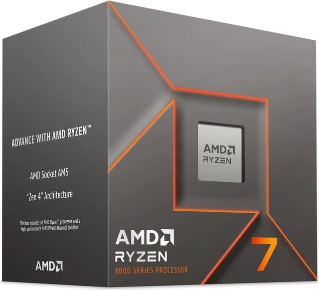 AMD Ryzen 7 8700Fx4nm TSMC AM5 CPU; 8 Core/16 Thread Base Clock 4.2GHz; Max Boost Clock 4.7GHz;16MB Cache; MPK