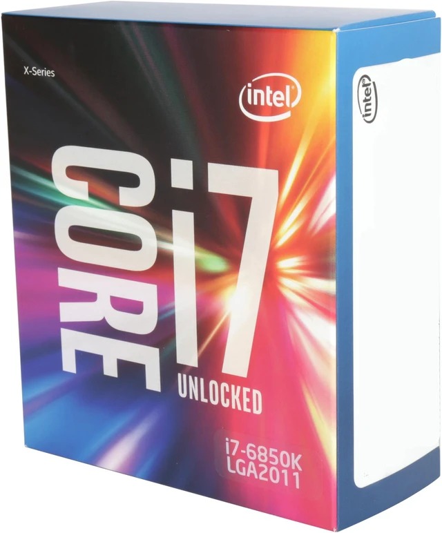 Intel lga2011 Broadwell-e i7-6850K ( support single cpu socket ) - 6 core+Hyper-Threading / 12 threads , 3.6Ghz / 4.0Ghz turbo boost , 40x pci-express lanes , 5GT/s -1x QPi , VT-x + AES-N , VT-d + no TXT , built-in Quad channel DDR4-2133 memory controller , support upto 128Gb , 76.8Gb/sec memory bandwidth , 14nm - 1.5mb L2 cache + 15mb smart cache - box cpu with no fan