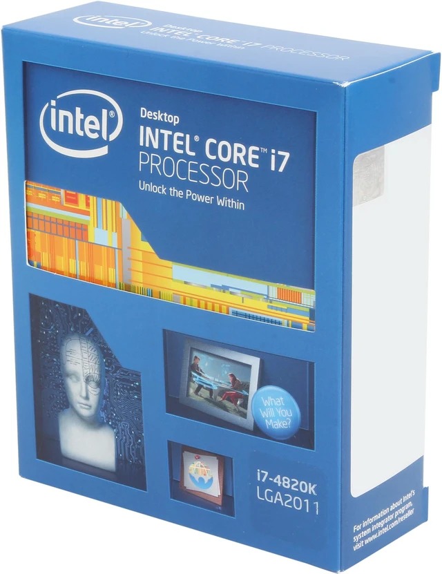 Intel lga2011 ivybridge-e i7-4820K - Quad core+Hyper-Threading / 8 threads , 3.7Ghz / 3.9Ghz turbo boost , 40x pci-express lanes , 5GT/s -1x QPi , VT-x + AES-N + VT-d + no TXT , built-in Quad channel DDR3-1866 memory controller , support upto 64gb , 51.2GB/sec memory bandwidth , 22nm - 10mb smart cache - box cpu with no fan