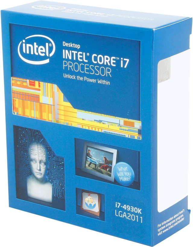 Intel lga2011 ivybridge-e i7-4930K - Hex/6 core+Hyper-Threading / 12 threads , 3.4Ghz / 3.9Ghz turbo boost , 40x pci-express lanes , 5GT/s -1x QPi , VT-x + AES-N , VT-d + no TXT , built-in Quad channel DDR3-1866 memory controller , support upto 64gb , 51.2GB/sec memory bandwidth , 22nm - 12mb smart cache - box cpu with no fan
