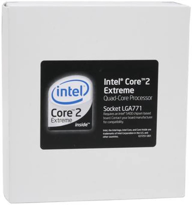 Intel Xeon QX9775 ( Core2 extreme ) , socket 771 , quad core 3.2ghz box cpu with no fan ( require LGA775 cooler ) , 150w , 1600mhz fsb , with VT , 45nm - 4x64k L1 , shared 2x6mb L2 cache - with EDB , EiST, EM64T