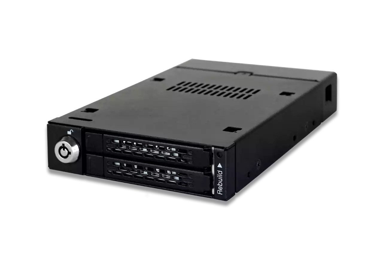 iCYDOCK ToughArmor mb992skR-b mobile rack with built-in Raid ( 0,1,JBoD ) , blacK - for 2x 2.5" ( 9.5mm ) SATA6G in 3.5" bay , with key-lock , push and eject design - ToughArmor heavy duty metal construction , hot-swappable inner tray exchangable with MB508/MB608/MB992/MB996 - 1x SATA power required