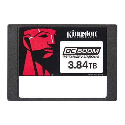 Kingston SEDC600M/3840G enterprise Data Center DC600M ( Mixed-use ) series - designed for 24x7 business-critical applications , firmware-controlled PLP ( Power Loss Protection ) with Tantalum Capacitors , with 256bit AES encryption + SmartECC to protect against read errors , with Enterprise SMART Tools- 3840Gb 2.5" SATA6G 3D TLC SSD , read : 560mb/sec / write 530mb/sec , Random Read/Write 4K : 94000/59000 ioPS , 2 millions MTBF , 1 DWPD with 7008TB TBW - 5 years warranty