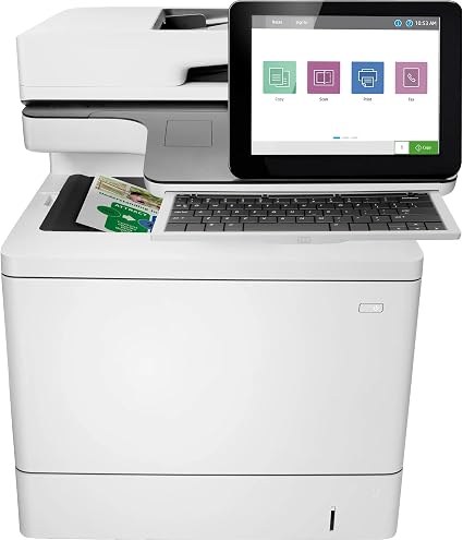 HP 7ZU87A laserjet enterprise Color M578C O-in-1 - Print-Scan-Copy-Fax + built-in convenience stapler , auto duplex printing unit + 100 sheets single-pass duplex ADF + gigabit network ready + 20.32cm color touchscreen LCD : 1200 Mhz processor , 1.75gb DDR3 memory up to 3.75gb + 500Gb secure HDD with 256bit AES , 38ppm , HP Imageret 3600 , 1200x1200dpi, 650 (100+550)s input tray upto 2300 , 250s output , duty: 80000 pages per month ; scan: 600dpi , 45/45ppm , scan to email ; standalone copy, 9999 mutiple copies, 25-400% , as standalone fax with 33.6k modem , 300x300dpi , 1000 speed dial - 3x usb2.0 + UTP + HIP