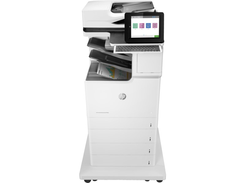 HP J8A13A laserjet enterprise flow Color M681Z O-in-1 - Print-Scan-Copy-Fax , with 20.32cm touchscreen color SVGA LCD + auto duplex printing unit + 150s single-pass duplex ADF + gigabit network ready + pull-out keyboard : 1200 MHz processor , 1.5GB + 1GB memory up to 3GB + 320Gb secure HDD with 256bit AES , 47ppm , 1200x1200 dpi , 2300 (100+550+550+550+550)s input tray , 500s output + 500-sheet 3-bin stapler/stacker , duty: 100000 pages per month ; scan: 83ipm , 600dpi , scan to email ; standalone copy , 47cpm , 9999 mutiple copies , 25-400% , as standalone fax with 33.6k modem , 500pages fax memory , 1000 speed dial ; support optional module : wireless J8030A - 3x usb2.0 + UTP
