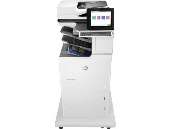 HP J8A17A laserjet enterprise flow Color M682Z O-in-1 - Print-Scan-Copy-Fax , with 20.32cm touchscreen color SVGA LCD + auto duplex printing unit + 150s single-pass duplex ADF + network ready ( wireless + gigabit + bluetooth ) + pull-out keyboard : 1200 MHz processor , 1.5GB + 1GB memory up to 3GB + 320Gb secure HDD with 256bit AES , 56ppm , 1200x1200 dpi , 3200 (100+550+550+2000)s input tray , 500s output + 500-sheet 3-bin stapler/stacker , duty: 120000 pages per month ; scan: 83ipm , 600dpi , scan to email ; standalone copy: 56cpm , 9999 mutiple copies , 25-400% , as standalone fax with 33.6k modem , 500pages fax memory , 1000 speed dial - 3x usb2.0 + UTP
